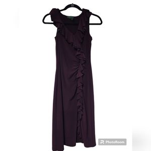 Ralph Lauren Dark Purple Ruffled Dress Size 4